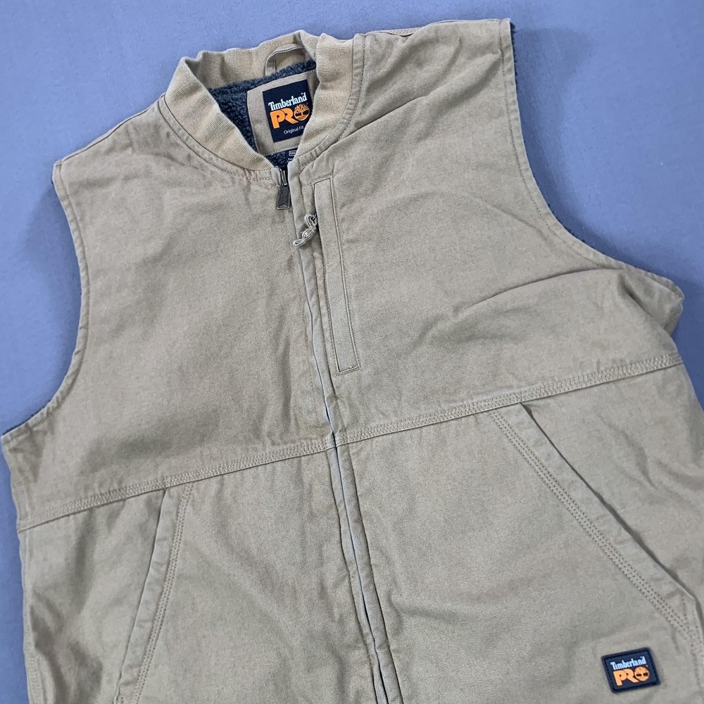 Timberland PRO Vest Mens XL Sherpa Lined Full Zip Utility Workwear Duck Canvas‎